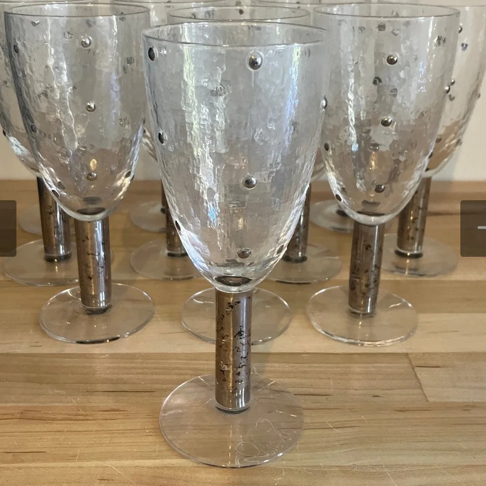 STEPHEN SMYERS MOROCCO PLATINUM ART GLASS (1) WATER GOBLETS SIGNED